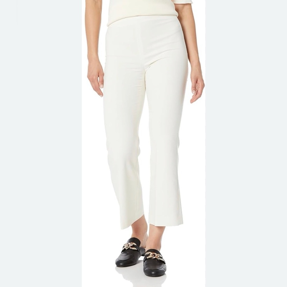 Theory - women’s white‎ cotton blend regular waist straight cropped pants size 8